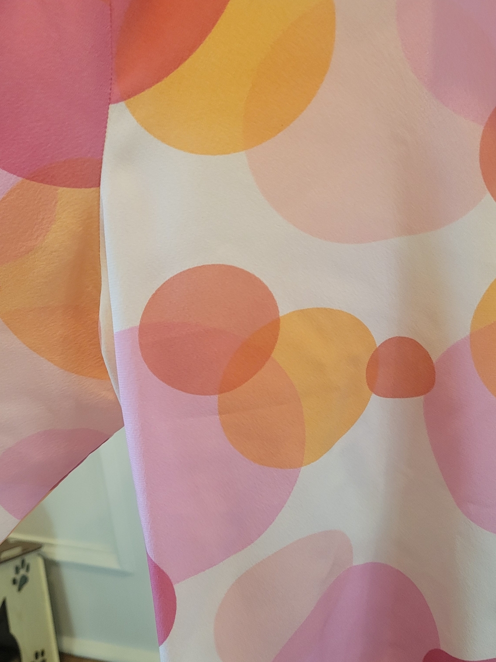 Vintage IRKA Silk Button-Down Shirt in Pink & Orange Dot Print - Picture 4 of 4
